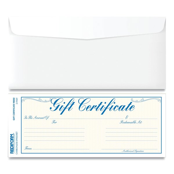 Rediform Gift Cert Form with Envelopes, PK25 98002